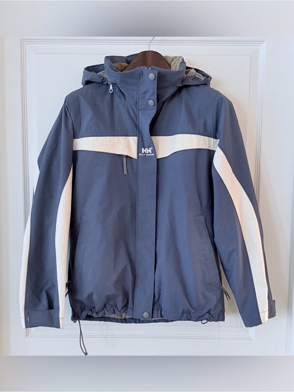 Helly Hansen Navy and White Hooded Ski Jacket